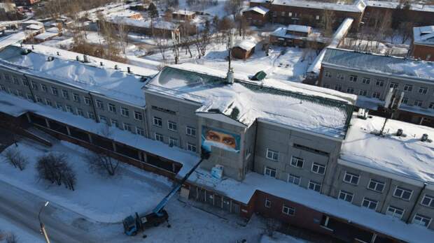 Панно разместили на фасаде Иркутской областной инфекционной больницы в знак благодарности врачам