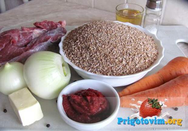 Каша с мясной подливой. Шаг 1