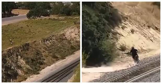 GTA в реальной жизни: мотоциклист перепрыгнул железную дорогу, уходя от полиции