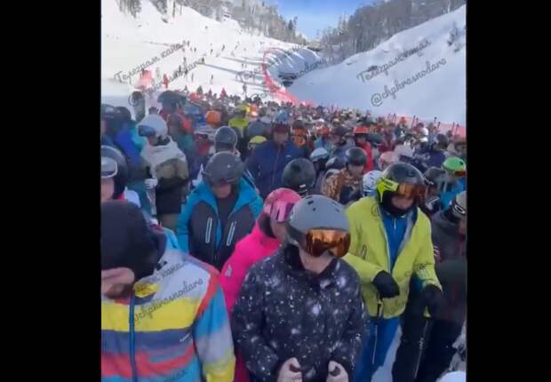 На горнолыжных курортах Сочи огромные очереди: туристы устроили мордобой на трассе
