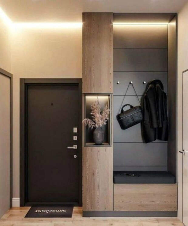 Небольшая прихожая с грамотным освещением. | Фото: Pinterest. Небольшая прихожая с грамотным освещением. | Фото: Pinterest.