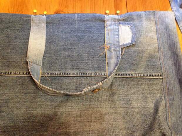 Большая пляжная сумка из старых джинсов своими руками