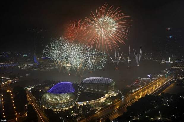 Сингапур, Марина-Бэй города мира, новогодний, новый год, новый год 2018, празднование, фейерверк, фейерверки