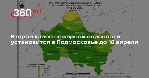Второй класс пожарной опасности установится в Подмосковье до 18 апреля