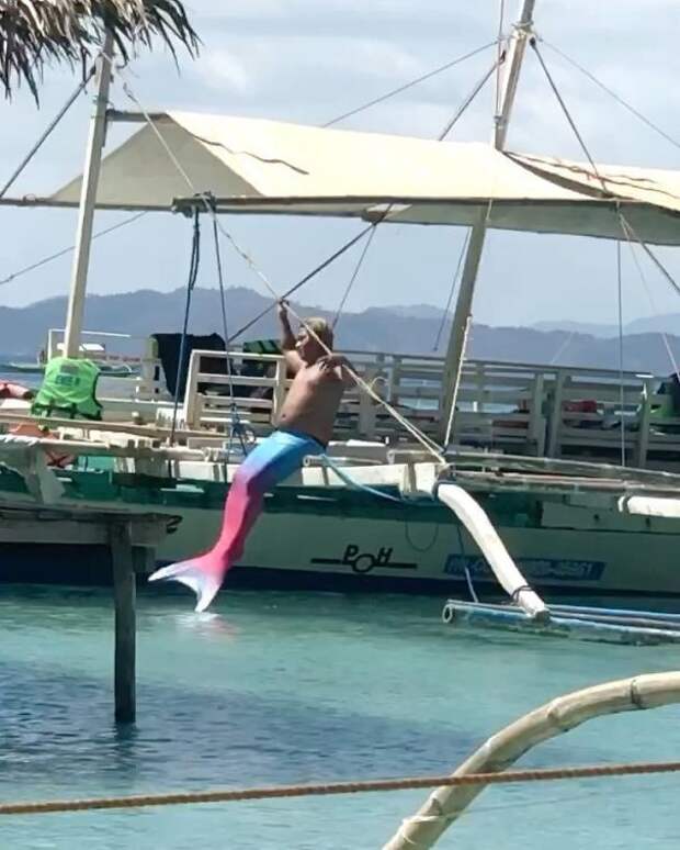 мужчина, русалка, вода