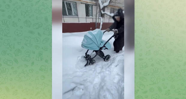 Москвички превратили детские коляски в снегоуборщики