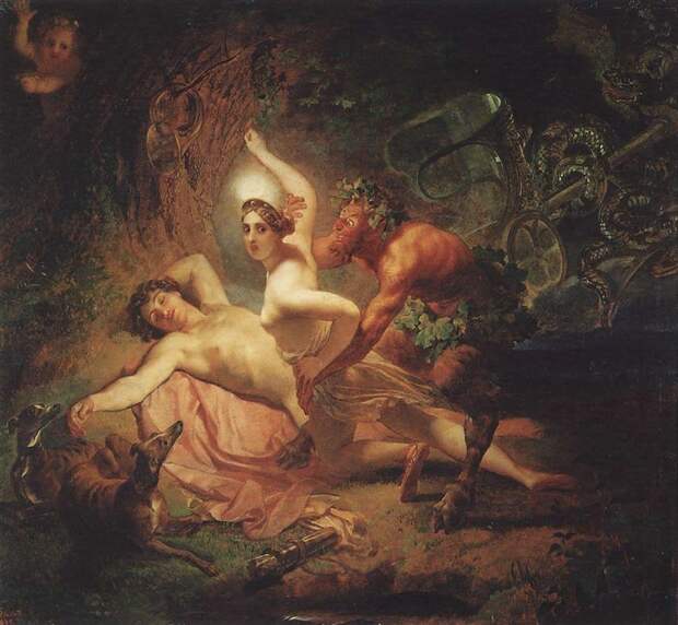 Карл Брюллов. Диана, Эндимион и Сатир. 1849