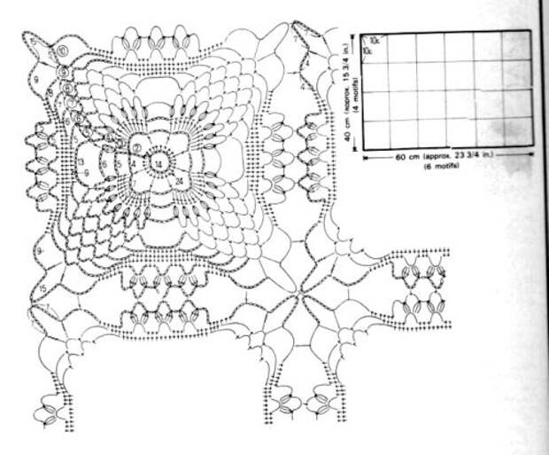 Схема мотива квадратной салфетки 3-1