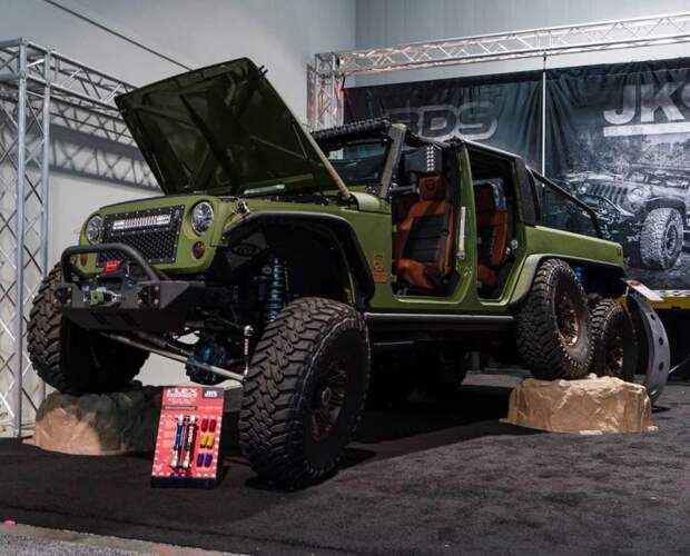 Эффектный шестиколесный Jeep Wrangler от компании Bruiser Conversions 6x6, Wrangler, jeep, jeep wrangler, авто, автомобили, внедорожник, тюнинг