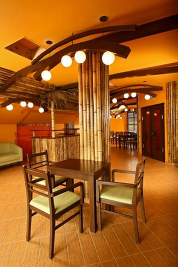 бамбуковый декор кафе