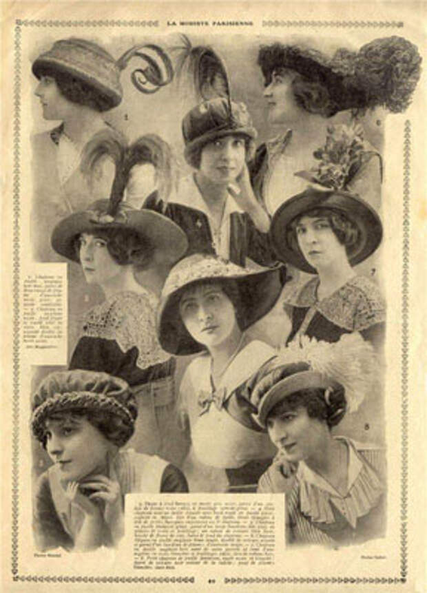 Женские шляпы в журнале La Modiste Parisienne за 1913-й год