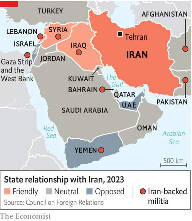 Прокси-войска Ирана на Ближнем Востоке, по версии The Economist.