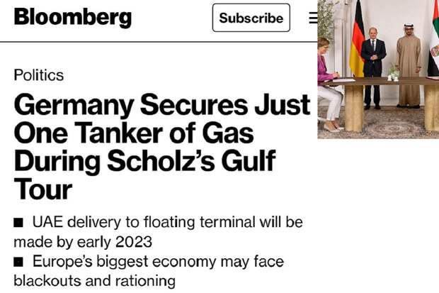 Только 1 танкер газа удалось выпросить Шольцу на Ближнем Востоке