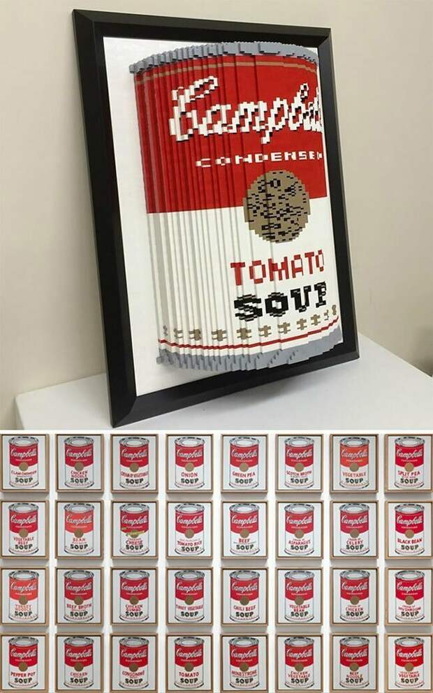 Энди Уорхолл. Суп Campbell's Энди Уорхолл. Суп Campbell's искусство, конструктор, копии, лего, модель для сборки, не по-детски, творчество, удивительное рядом