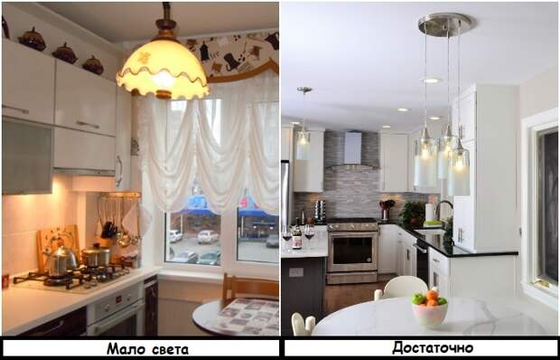 На кухне должно быть разноплановое освещение