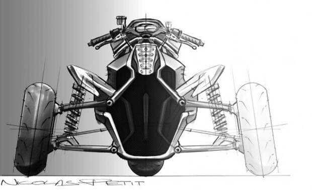 Ducati-Desmosedici-RR-Trike-Concept-Front-Sketch-in-Black-and-White Ducati Desmosedici концепт от Nicolas Petit