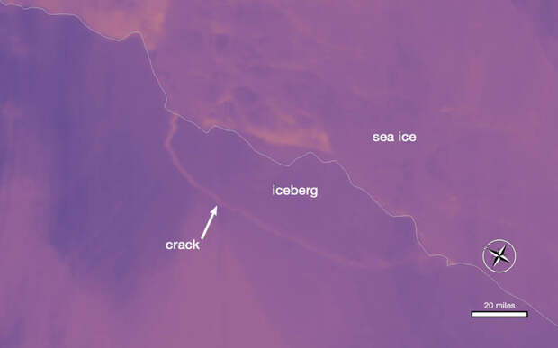 От Антарктиды откололся айсберг площадью больше, чем две Москвы