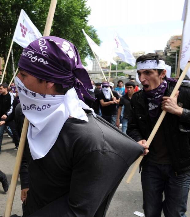 Georgian opposition activists armed with