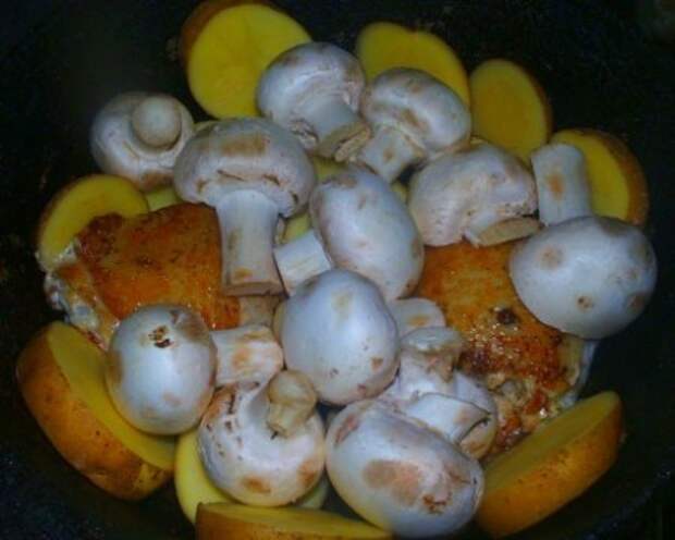 Бедрышки с грибами под сыром Еда, Рецепт, Кулинария, Курица, Длиннопост