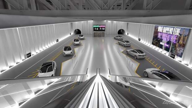 Илон Маск показал как будет выглядеть туннель для автомобилей Tesla (4 фото)