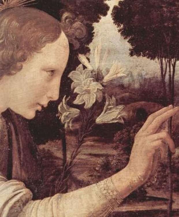 Леонардо да Винчи. Благовещение (фрагмент)