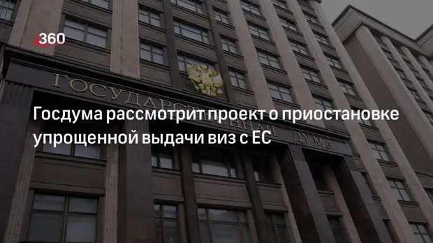 Проект о приостановке упрощенной выдачи виз с ЕС и рядом стран внесли в Госдуму