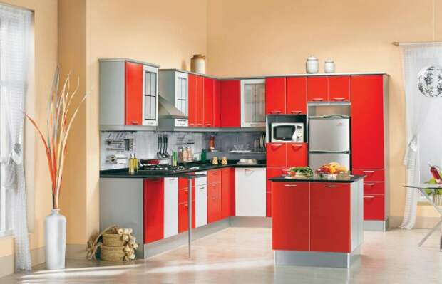 красный цвет на кухне