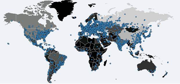 Карта распространения опасного компьютерного вируса.