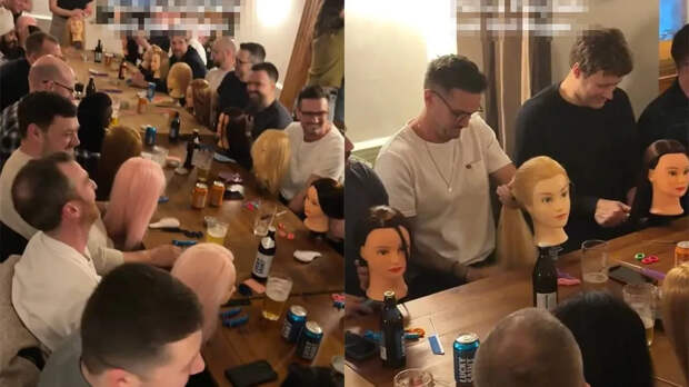 Отцы учатся плести косы для дочерей прямо в баре