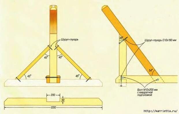 Деревянная стойка для гамака своими руками (7) (638x408, 97Kb)