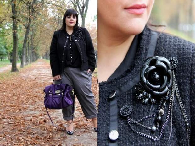 Жакет в стиле Шанель, интересная брошка и классические брюки — для любой фигуры. Это блогер Stephanie Zwicky из Парижа