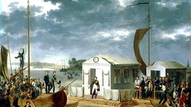 Адольф Роен. Встреча Наполеона I-го и Александра I-го на Немане 25 июня 1807 года Адольф Роен. Встреча Наполеона I-го и Александра I-го на Немане 25 июня 1807 года