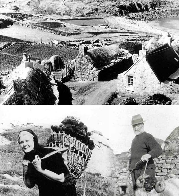 В 1970-х годах последние жители деревни покинули свои дома (Gearrannan Blackhouse Village, Шотландия).