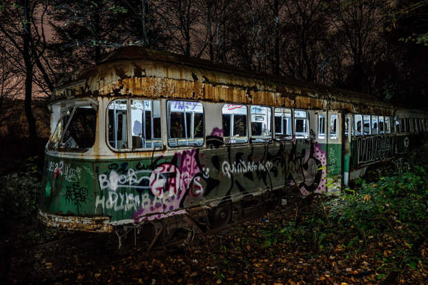 Abandoned Trolley Graveyard Abandoned Trolley Graveyard