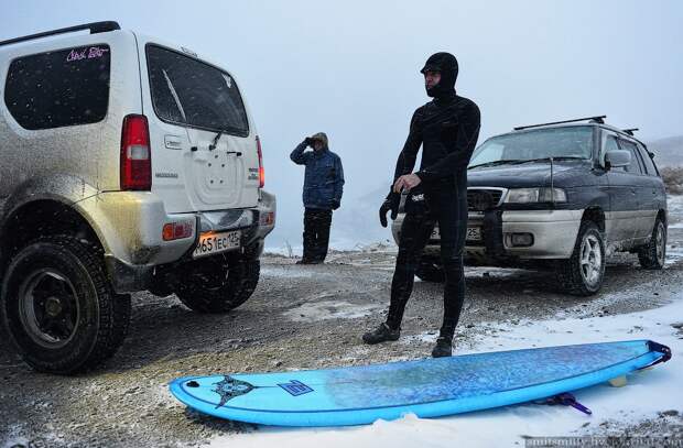 Зимний серфинг на острове Русский во Владивостоке владивосток, жесть, серфинг