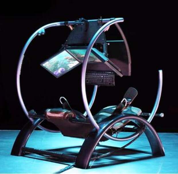 <B>Gravitonus Ergonomic.</B><BR> Самое продвинутое из самых забавных рабочих мест позволяет снизить нагрузку на мышцы путем фиксации рук за счет необычных элементов экзоскелета. Три монитора, аудиосистема 5.1, вентилируемое кресло, система подсветки на базе светодиодов – несмотря на разнообразие аппаратного обеспечения, положение опорной конструкции изменяется практически свободно. Corner v1 computer desk купить