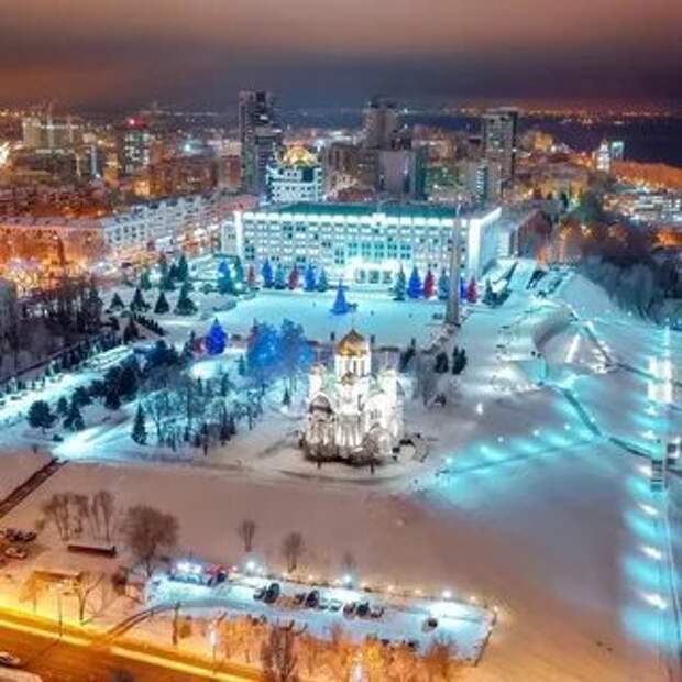 Площадь славы Самара зимой Зимняя Самара Набережная Самары зимой 2021 Реч.....