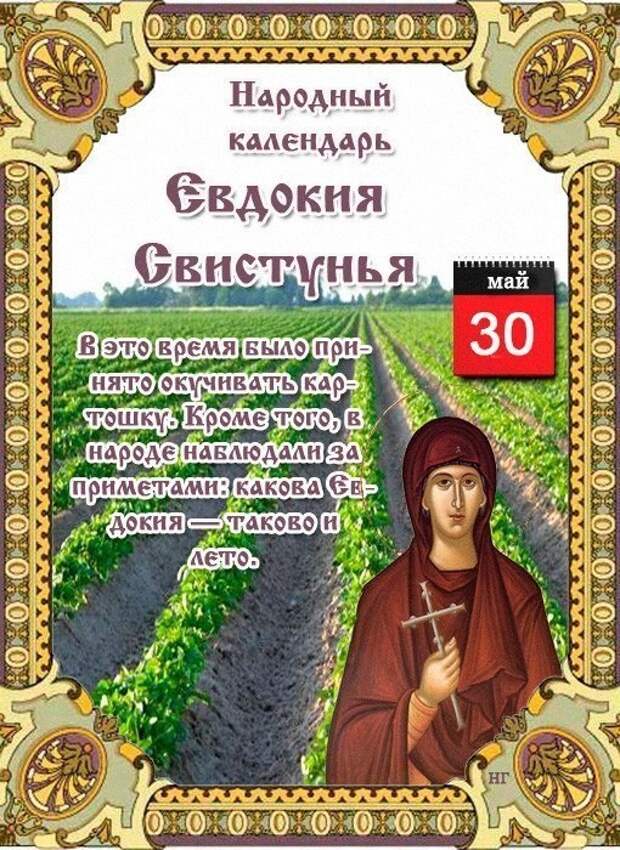 30 мая - Народно-христианский праздник Евдокия Свистунья.