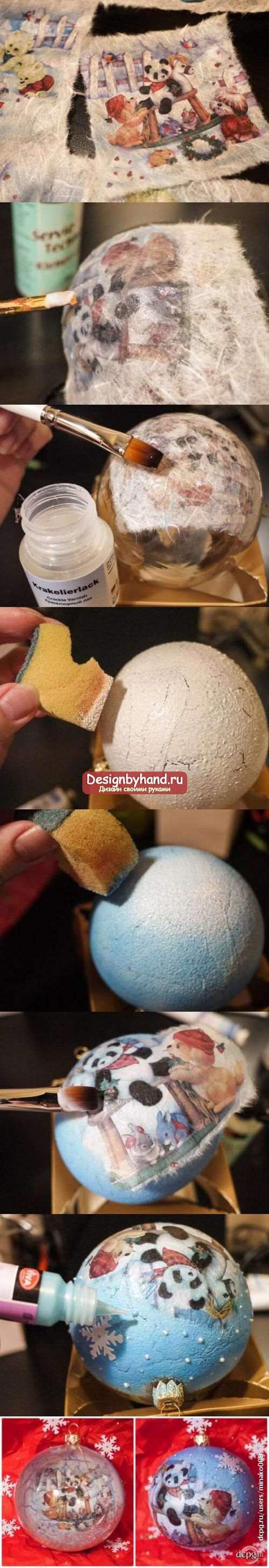 декупаж новогодних шаров