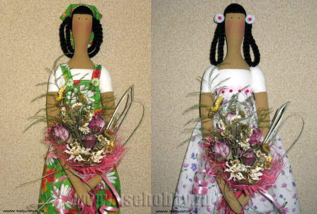 два образа куклы Тильды садовницы ручной работы
