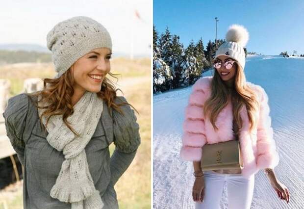 женские вязаные шапки зима 2019