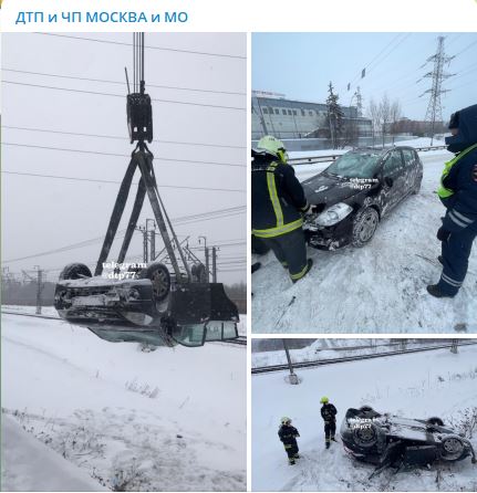 На Новодачном шоссе автомобиль улетел в кювет