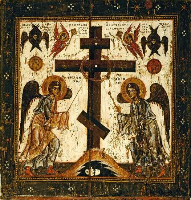 Прославление креста (оборот иконы Спас Нерукотворный, XII век)