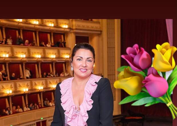 Певица Анна Нетребко вышла в свет в мини-юбке и блузке с глубоким декольте