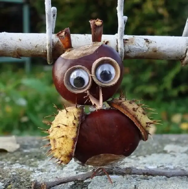 Осенние поделки из каштанов - творите с детьми