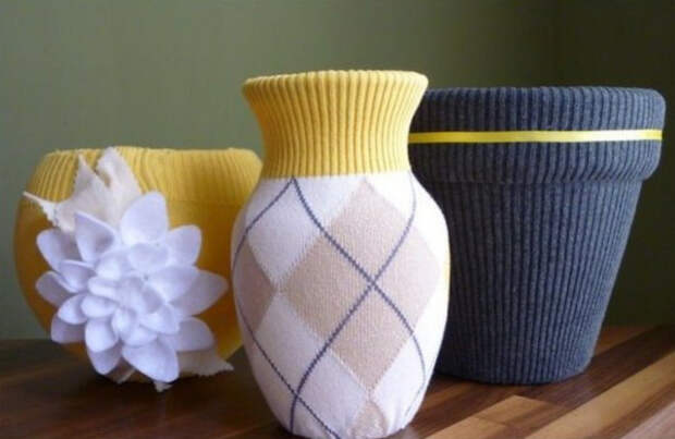 Применять можно и для декора ваз, свечей и других предметов интересно, поделки из свитера, полезные советы, своими руками, фото