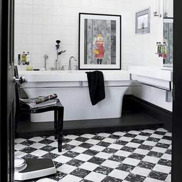 черно-белая ванная фото