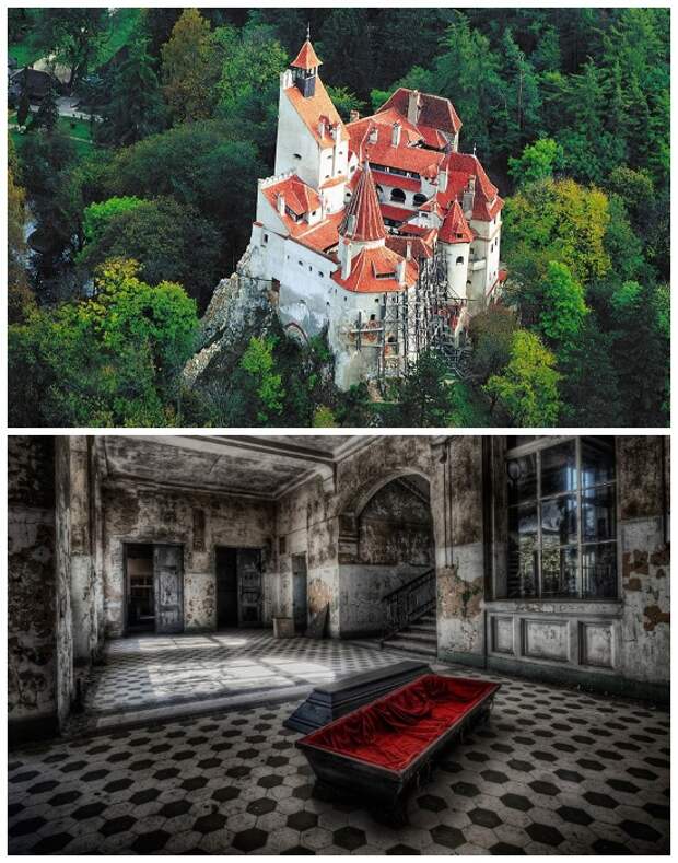 Созданный для привлечения туристов Замок Дракулы и его знаменитый гроб (Румыния).
