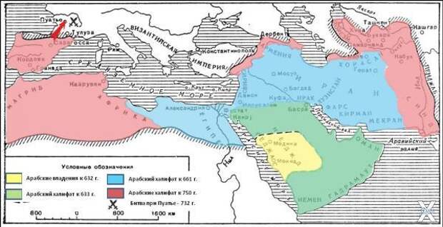 Карта Халифата. Желтым - сразу после ...