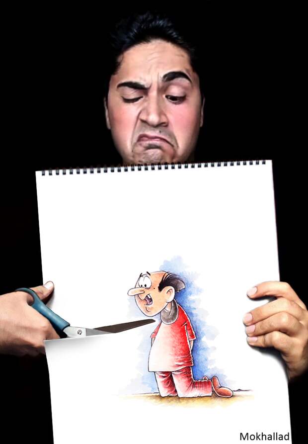Художник из Ирака делает из своих картин скетчи Мокхаллад, Мокхаллад Хабиб, рисунки, скетчи, фишка, художник, юмор